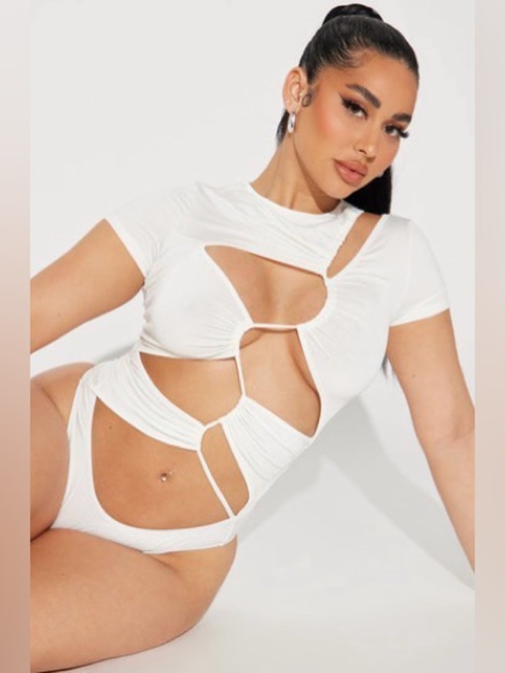 All Caught Up Bodysuit - Ivory/White